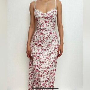 Commense Red and White Sleeveless Slip Dress